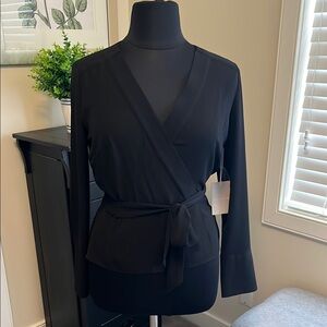 Chic Black Wrap Blouse